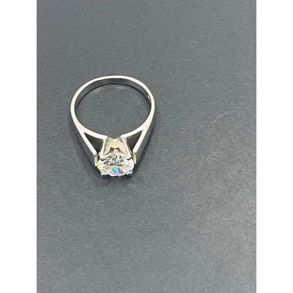 Domonique Women's Sterling Silver 925 Cubic Zirconia DQ CZ Solitaire Ring Sz 7.5